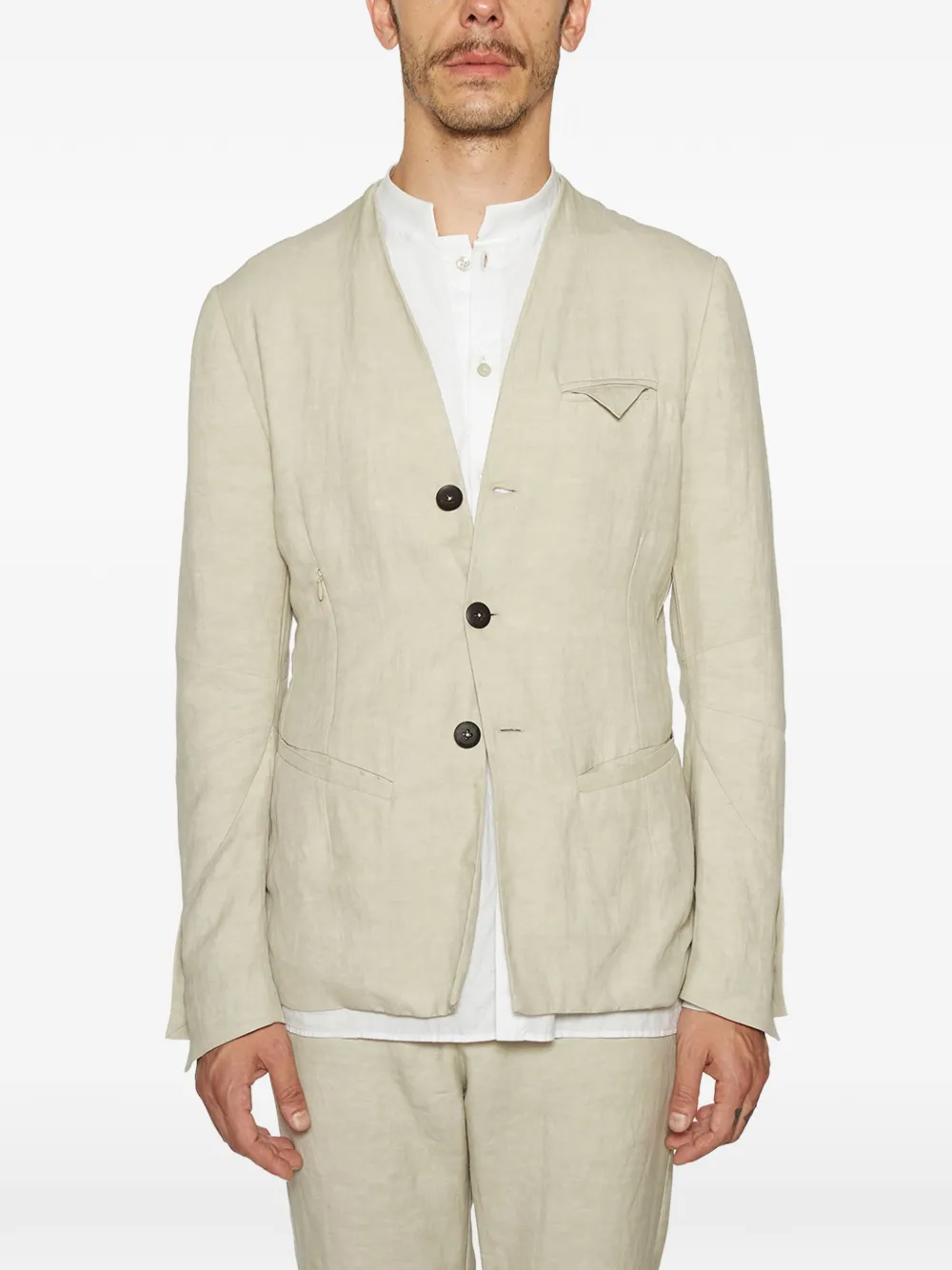 Nostra Santissima button linen blazer - Toni neutri