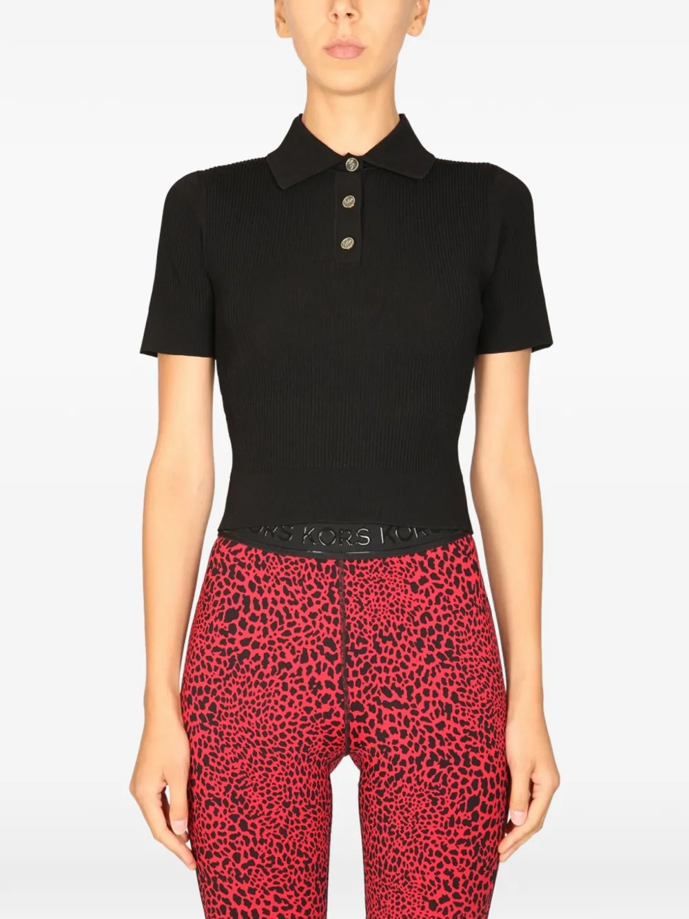Michael Michael Kors logo button polo top - Nero