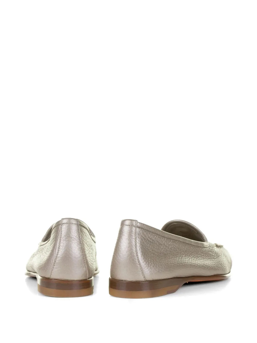 Santoni Tassel-detail Metallic Leather Loafers in Silver, view 3