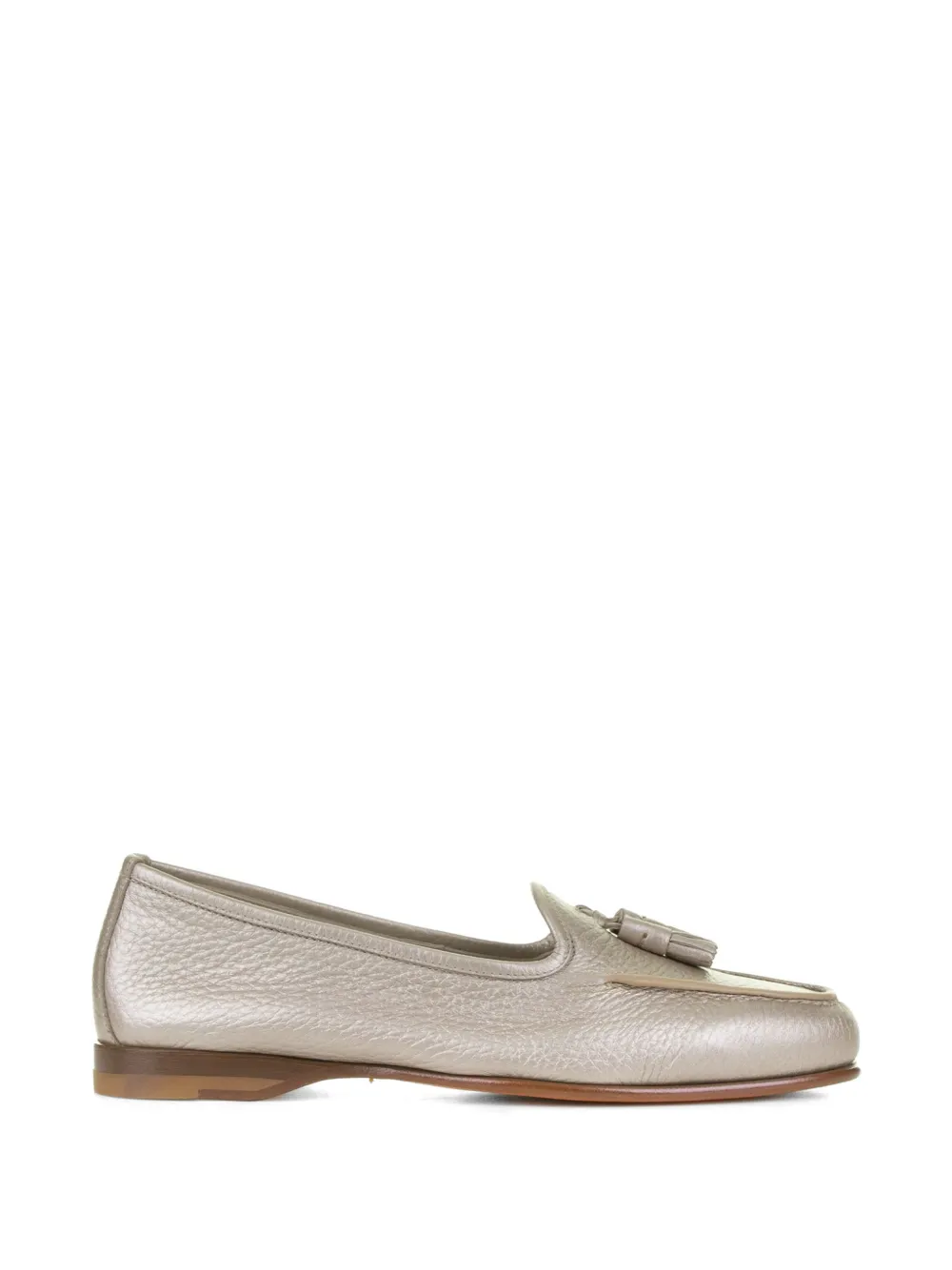 Santoni tassel-detail metallic leather loafers - Argento