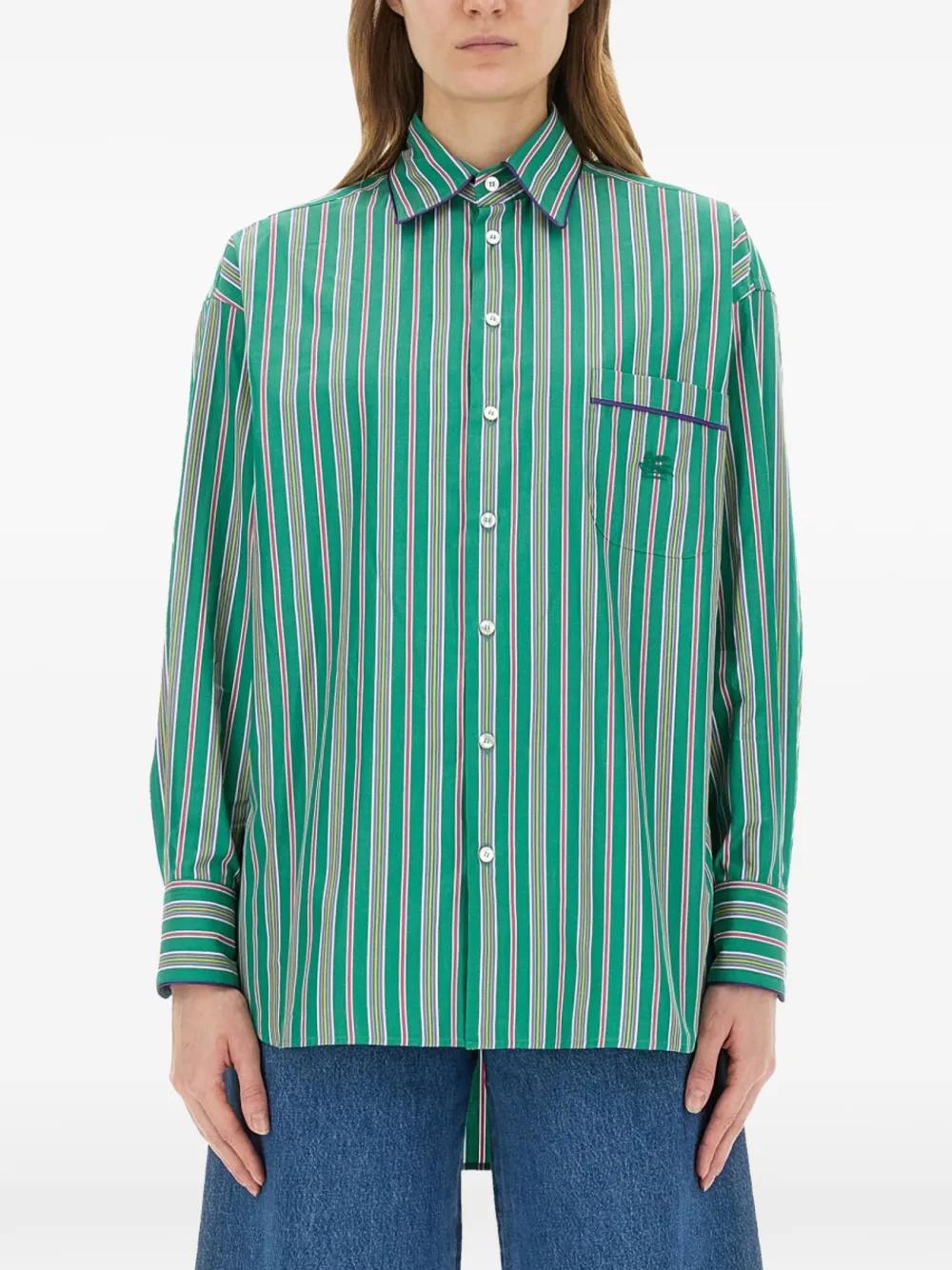 ETRO striped jacquard shirt - Verde