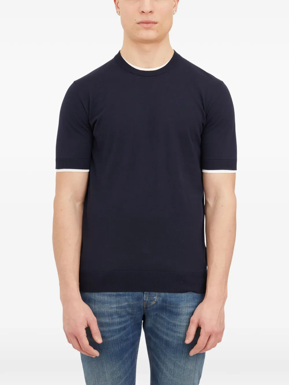 Paolo Pecora Contrast-trim T-shirt In Blue
