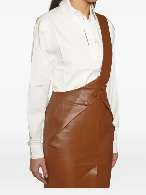 Materiel shoulder-strap fitted skirt