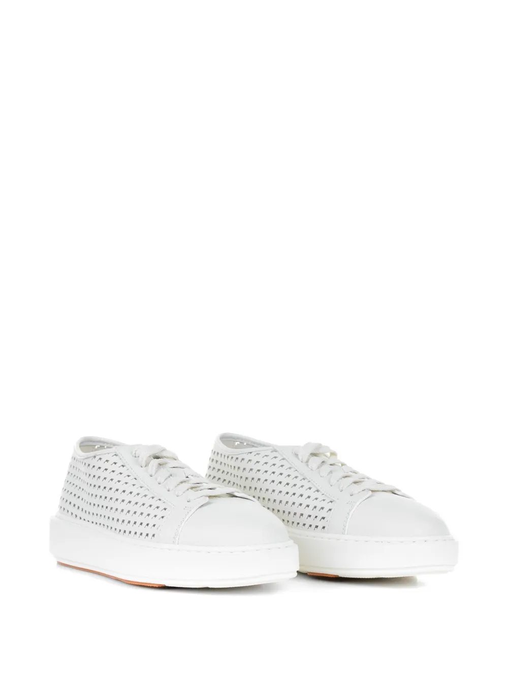 Santoni perforated leather sneakers - Bianco
