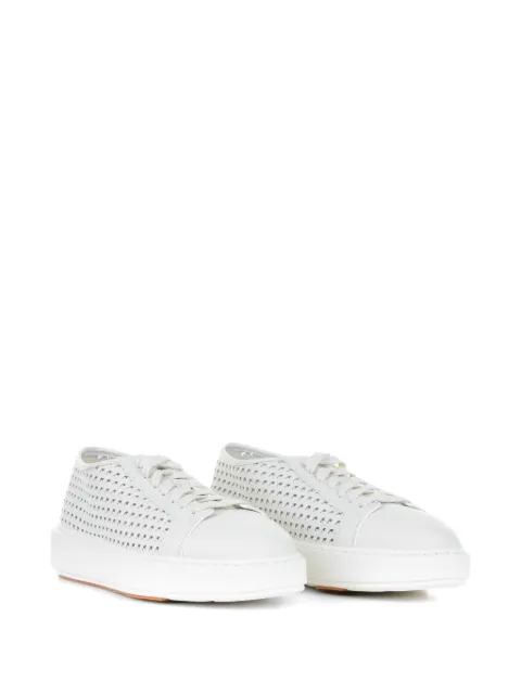 Santoni baskets en cuir à détails de perforations