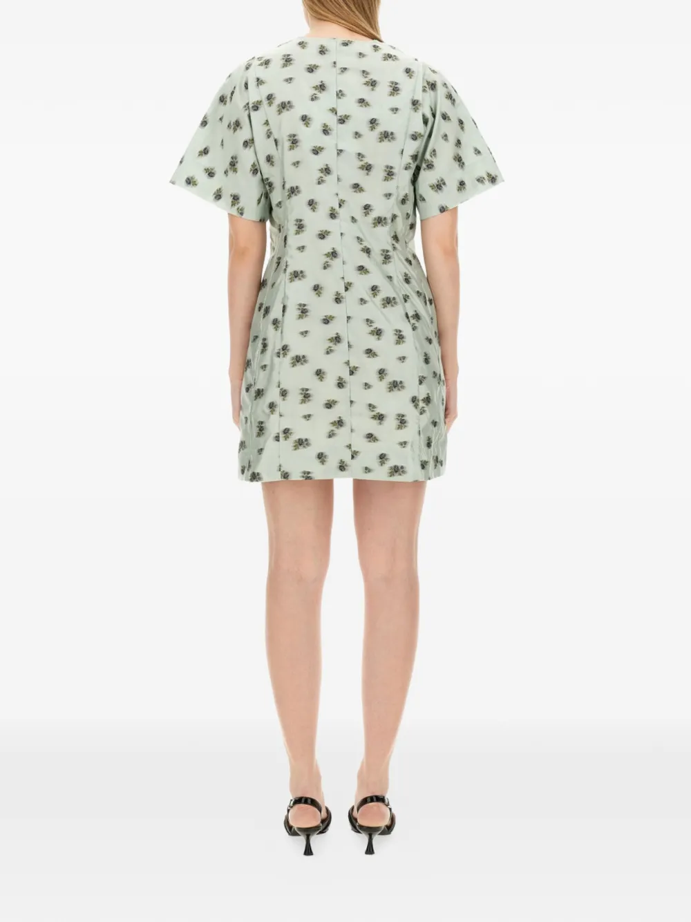 GANNI Mini-jurk met knopen en bloemenprint Groen