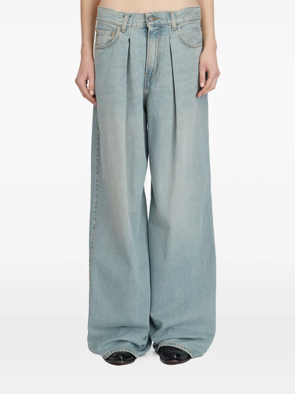 Haikure belt-loop pleated jeans - Blau