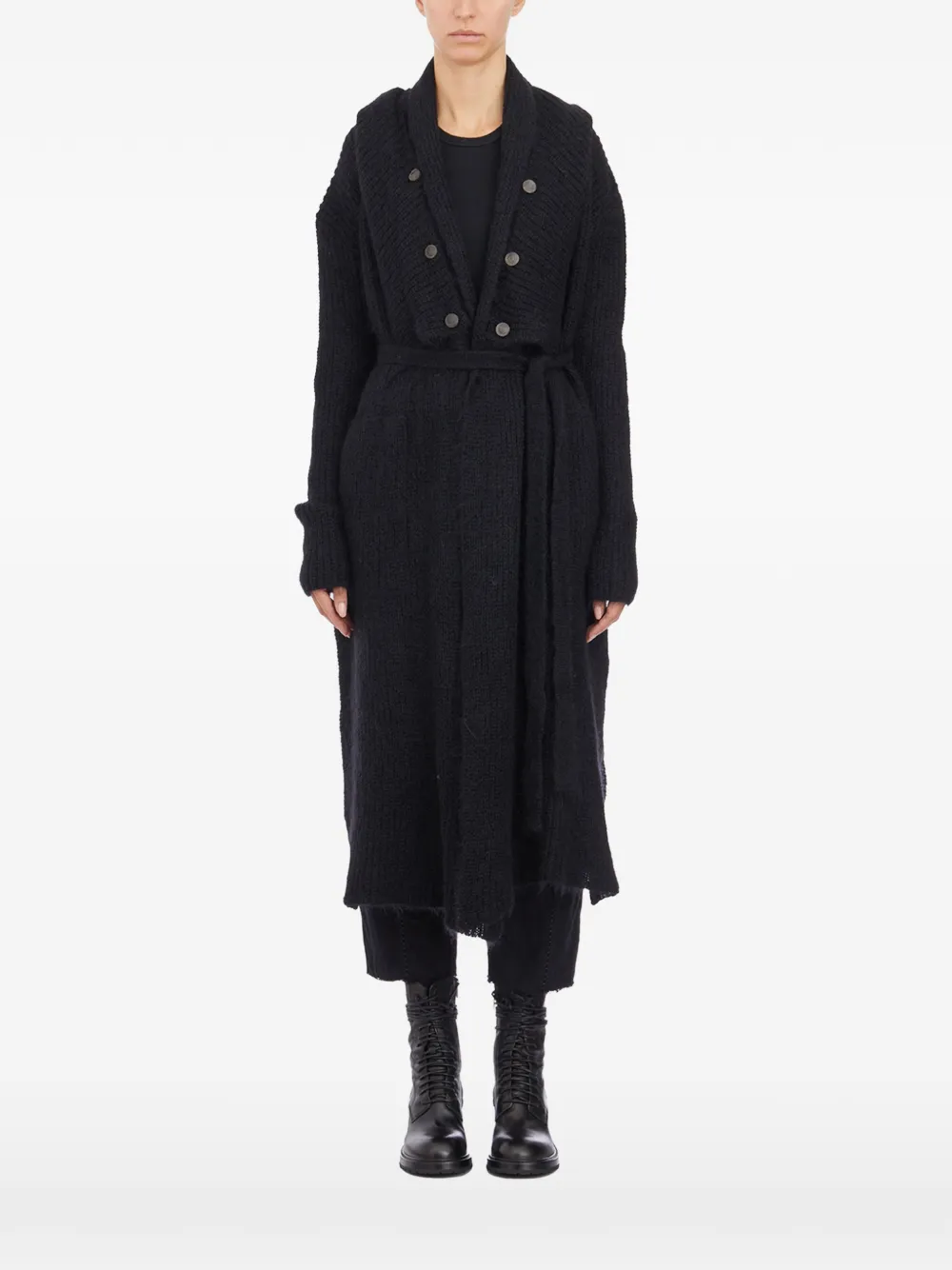 Masnada hooded belted cardi-coat - Schwarz