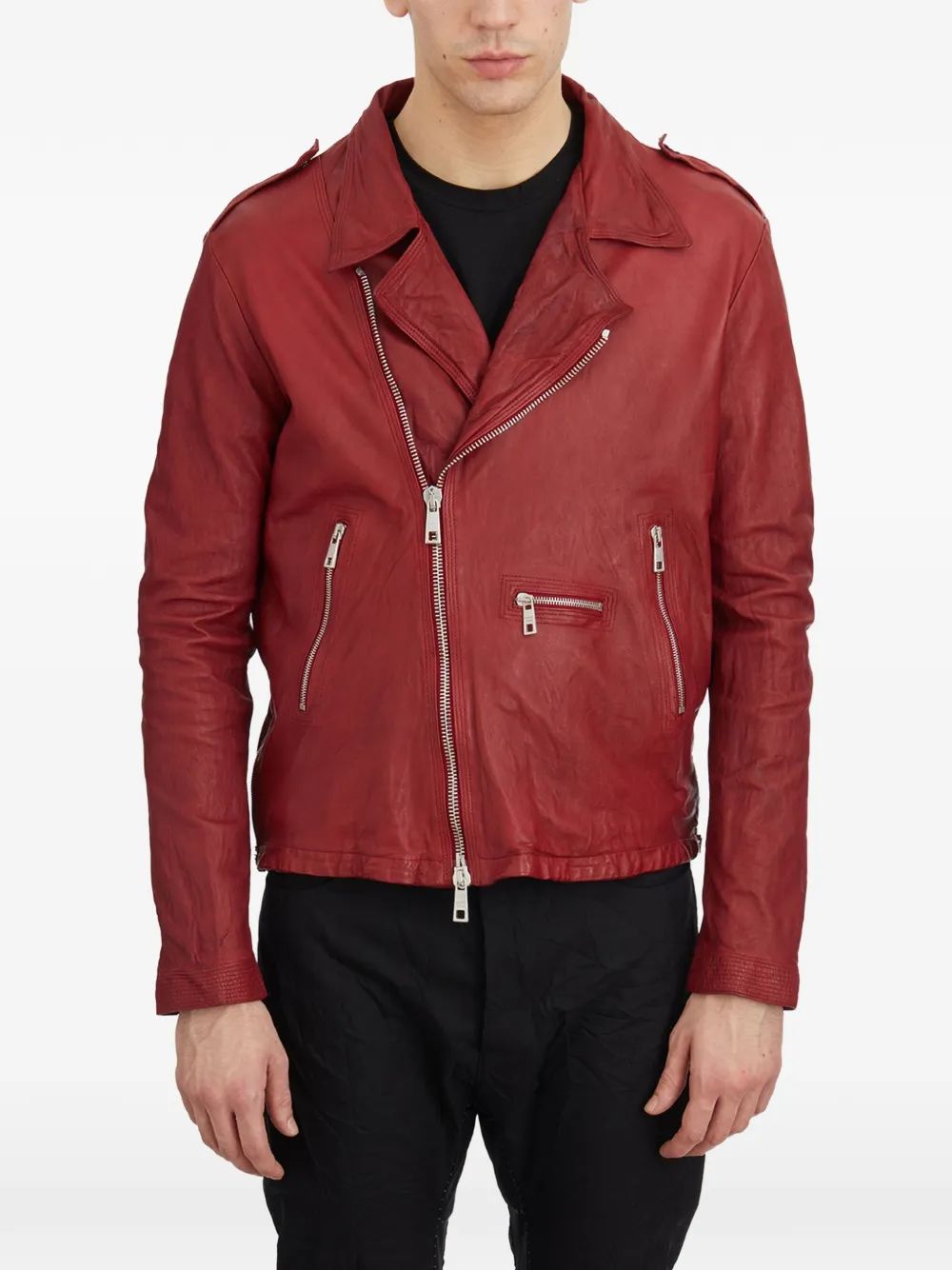Giorgio Brato zip-up leather jacket - Rosso
