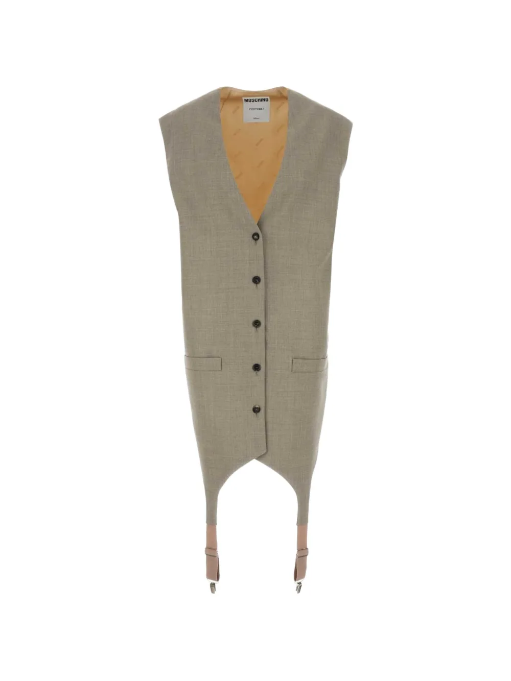 Moschino V-neck Butoned Waistcoat In Gray
