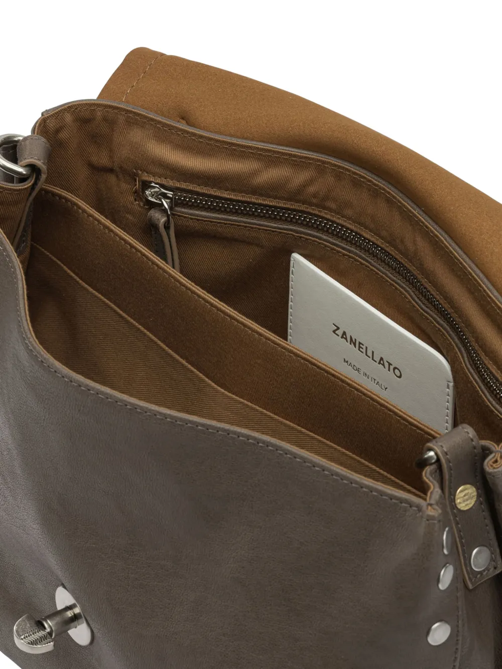 Zanellato Kleine Postina leren shopper met studs Bruin