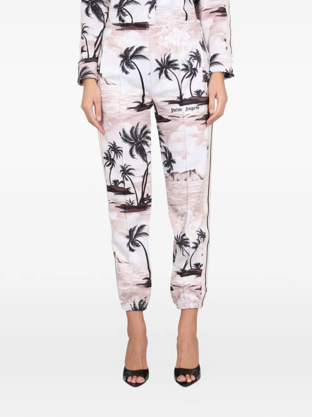 Palm Angels island print trrack pants - Toni neutri