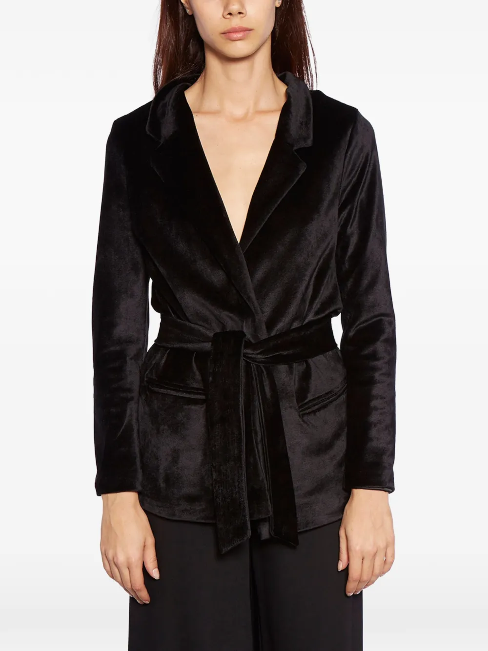 Andrea Ya'aqov long-sleeve belted blazer - Schwarz