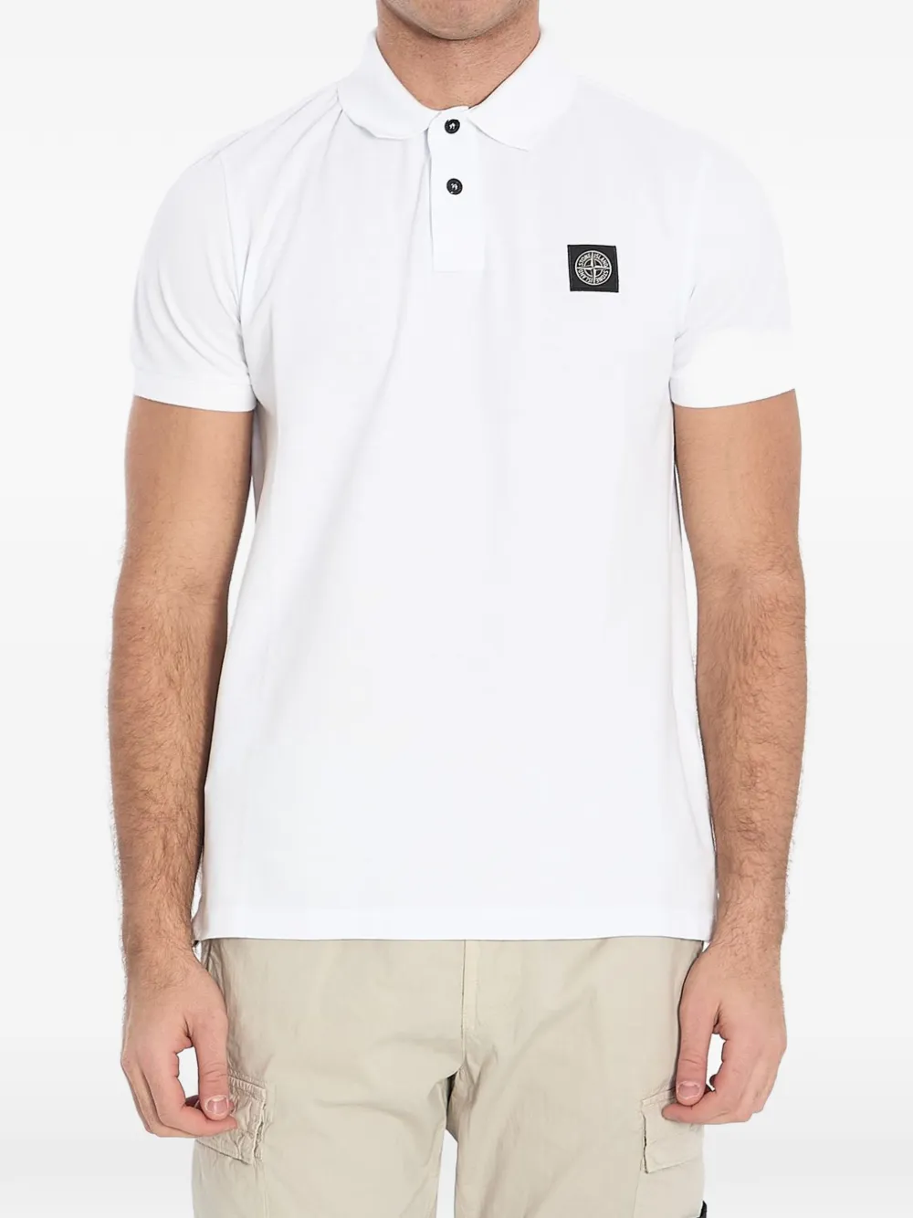 Stone Island logo-patch polo shirt - Bianco