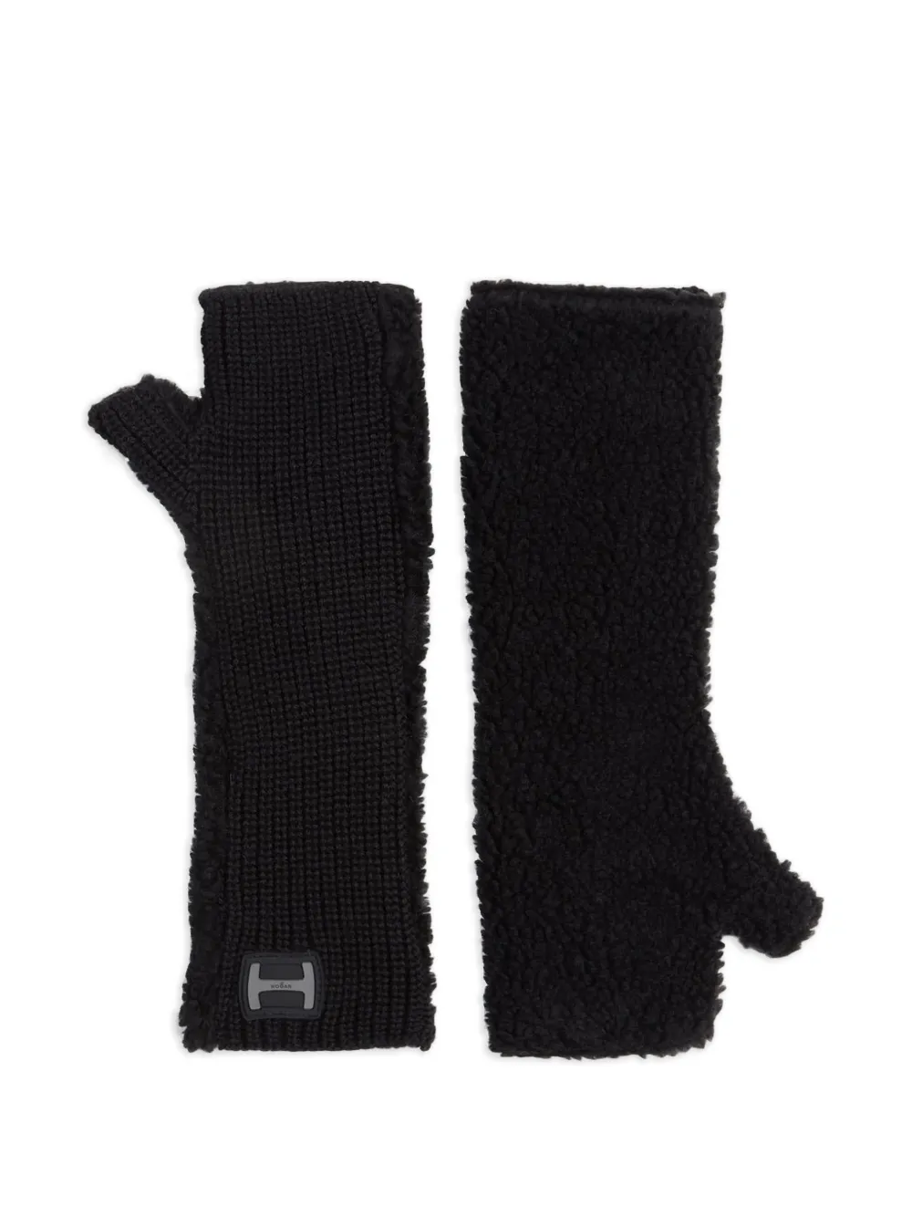 Hogan logo-detail knitted gloves - Nero