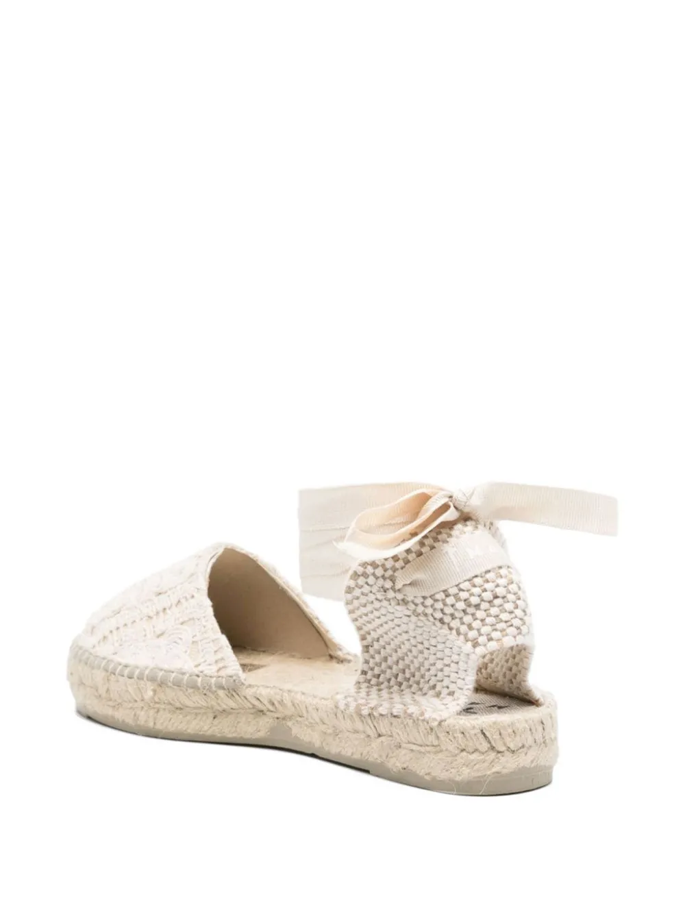 Manebi Valenciana espadrilles met kanten detail en strik Beige
