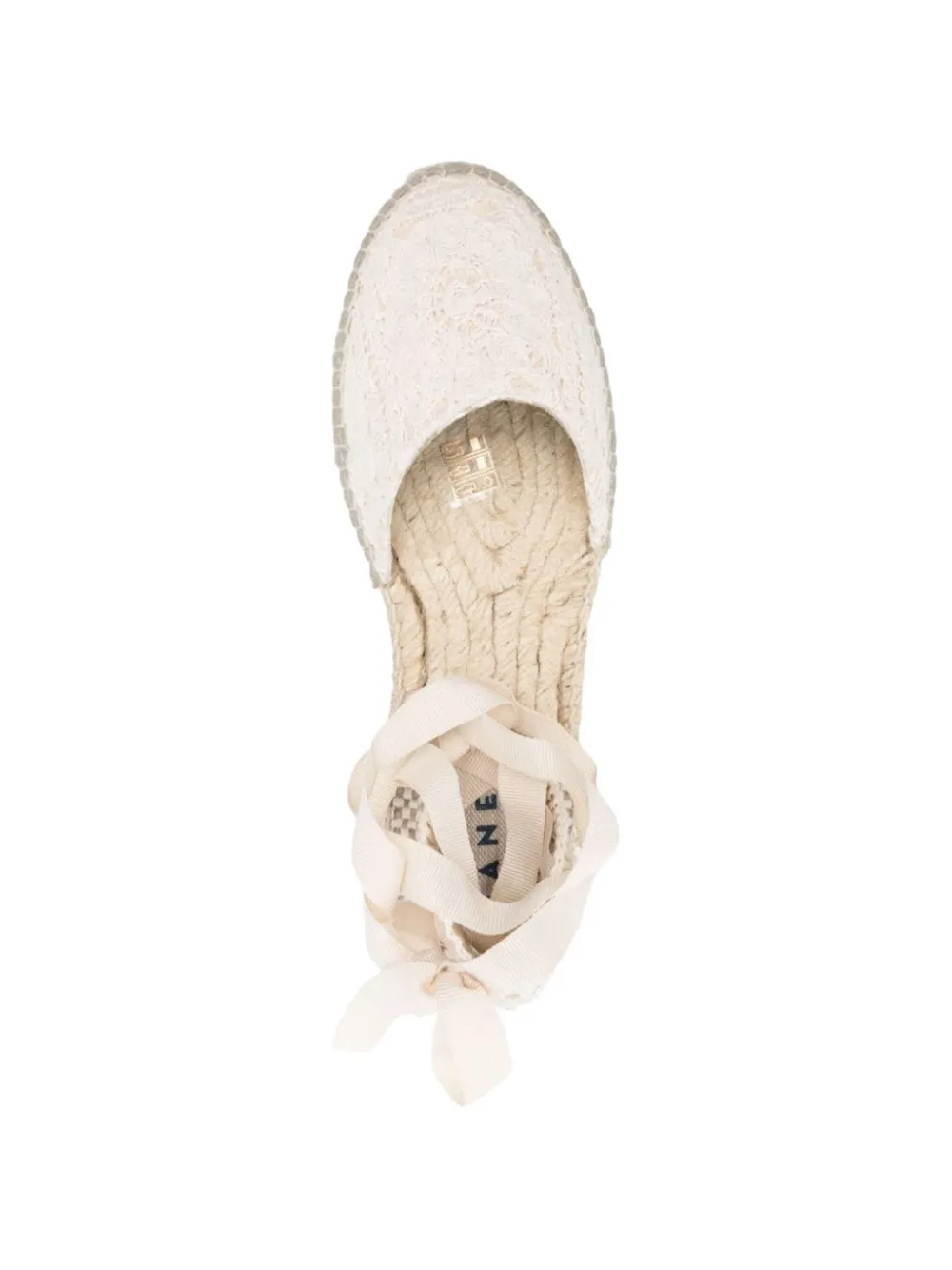 Manebi Valenciana espadrilles met kanten detail en strik Beige