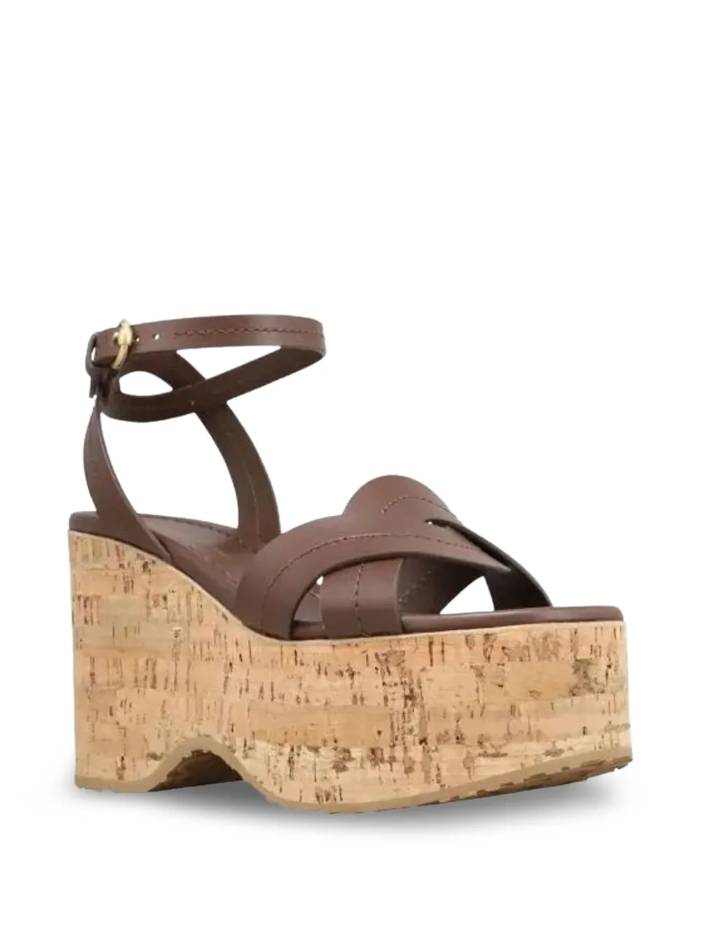 Gianvito Rossi Sandalen met plateauzool en gekruiste bandjes Bruin