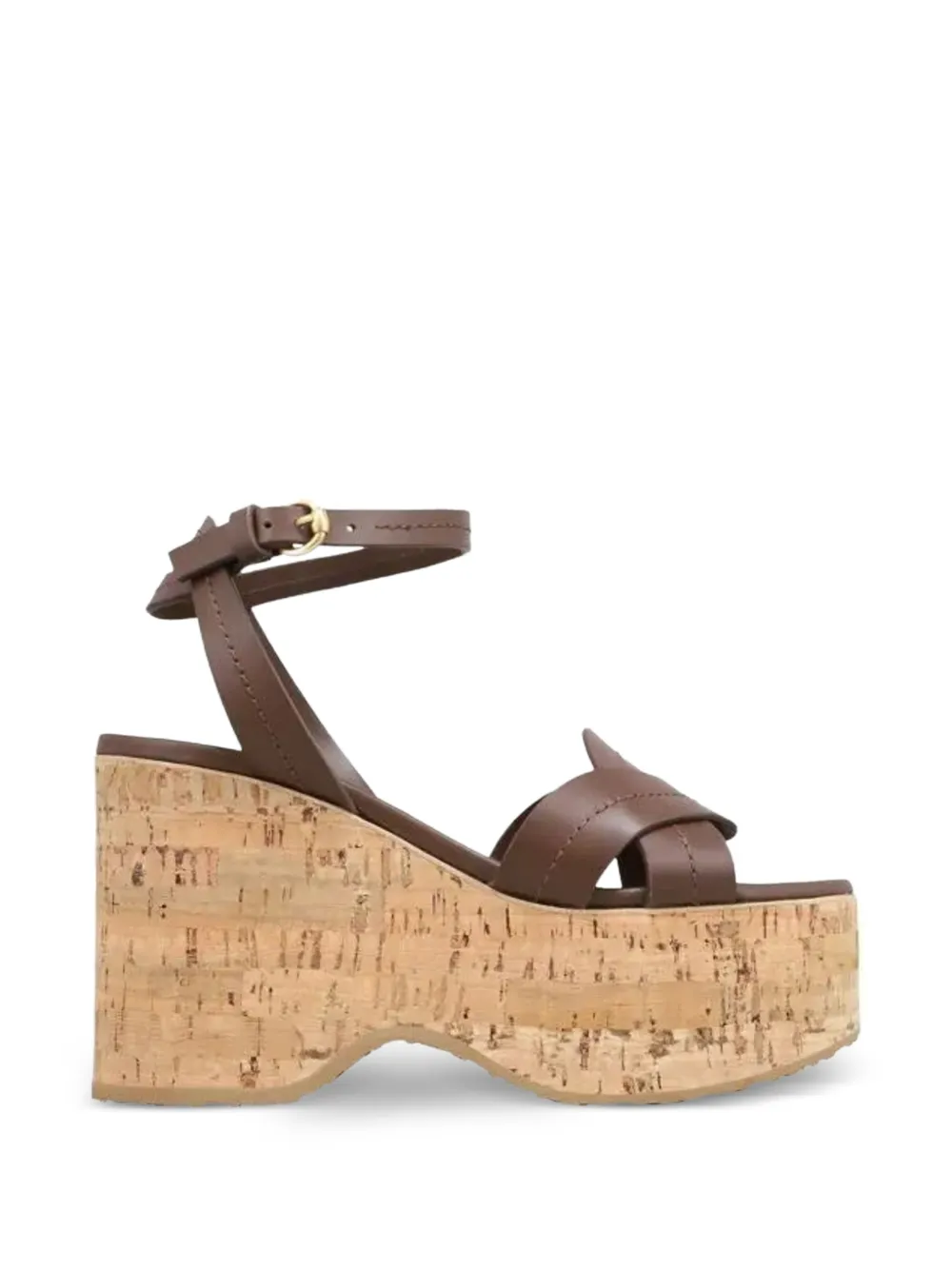 Gianvito Rossi Sandalen met plateauzool en gekruiste bandjes Bruin