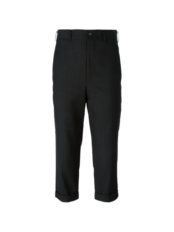 Comme des Garçons Pinstripe Cropped Trousers in Black