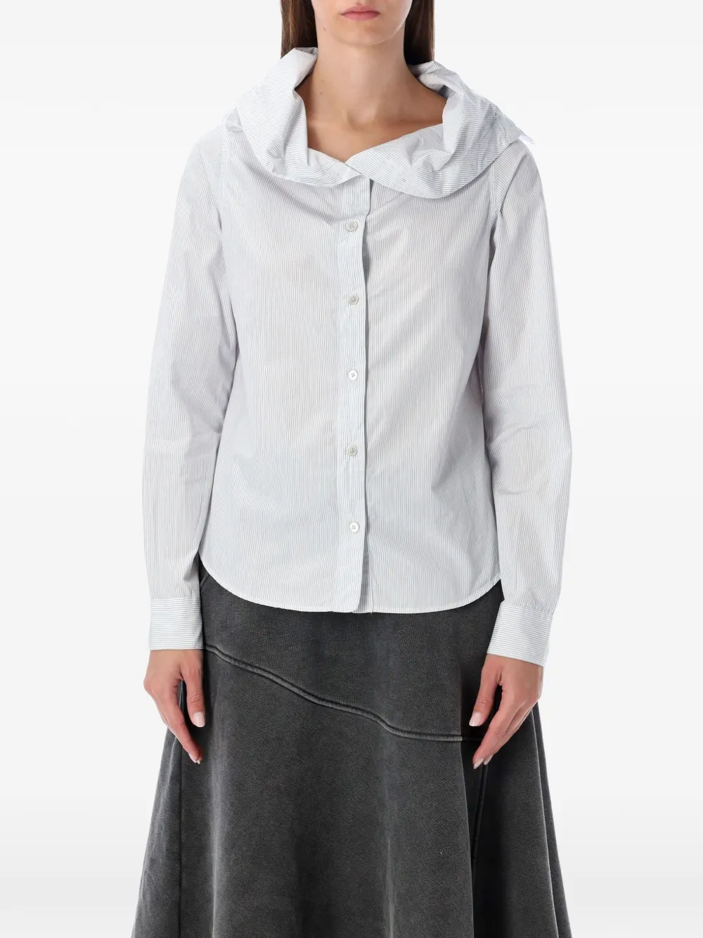 OUR LEGACY striped collapsed-collar shirt - Bianco