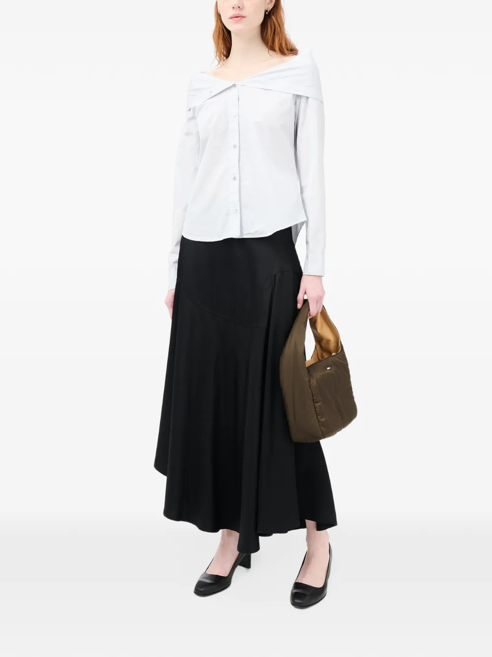 OUR LEGACY Gestreepte blouse met ingeklapte kraag Wit