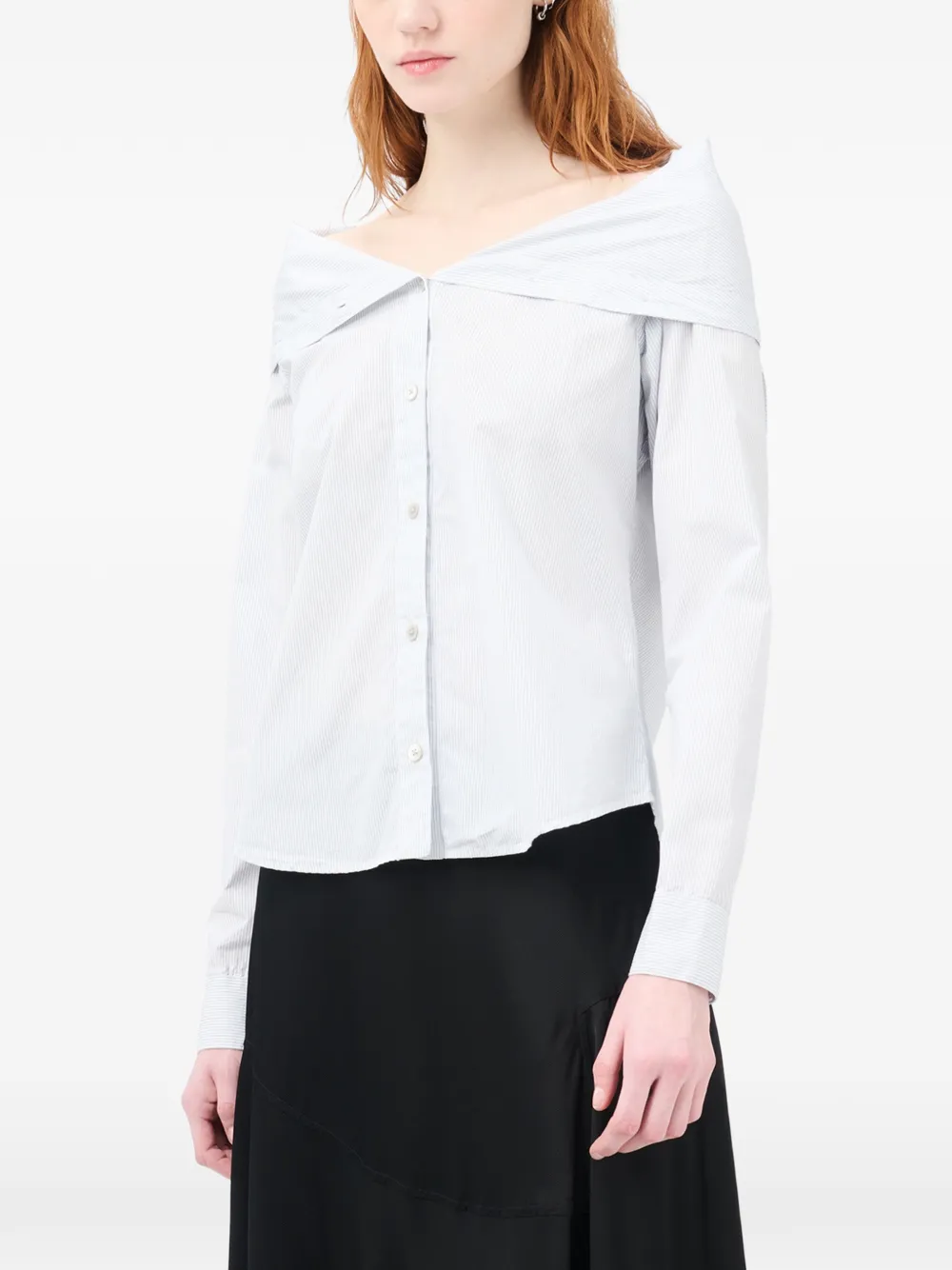 OUR LEGACY Gestreepte blouse met ingeklapte kraag Wit
