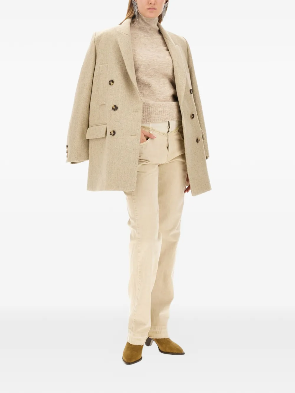 ISABEL MARANT Jas met dubbele rij knopen Beige