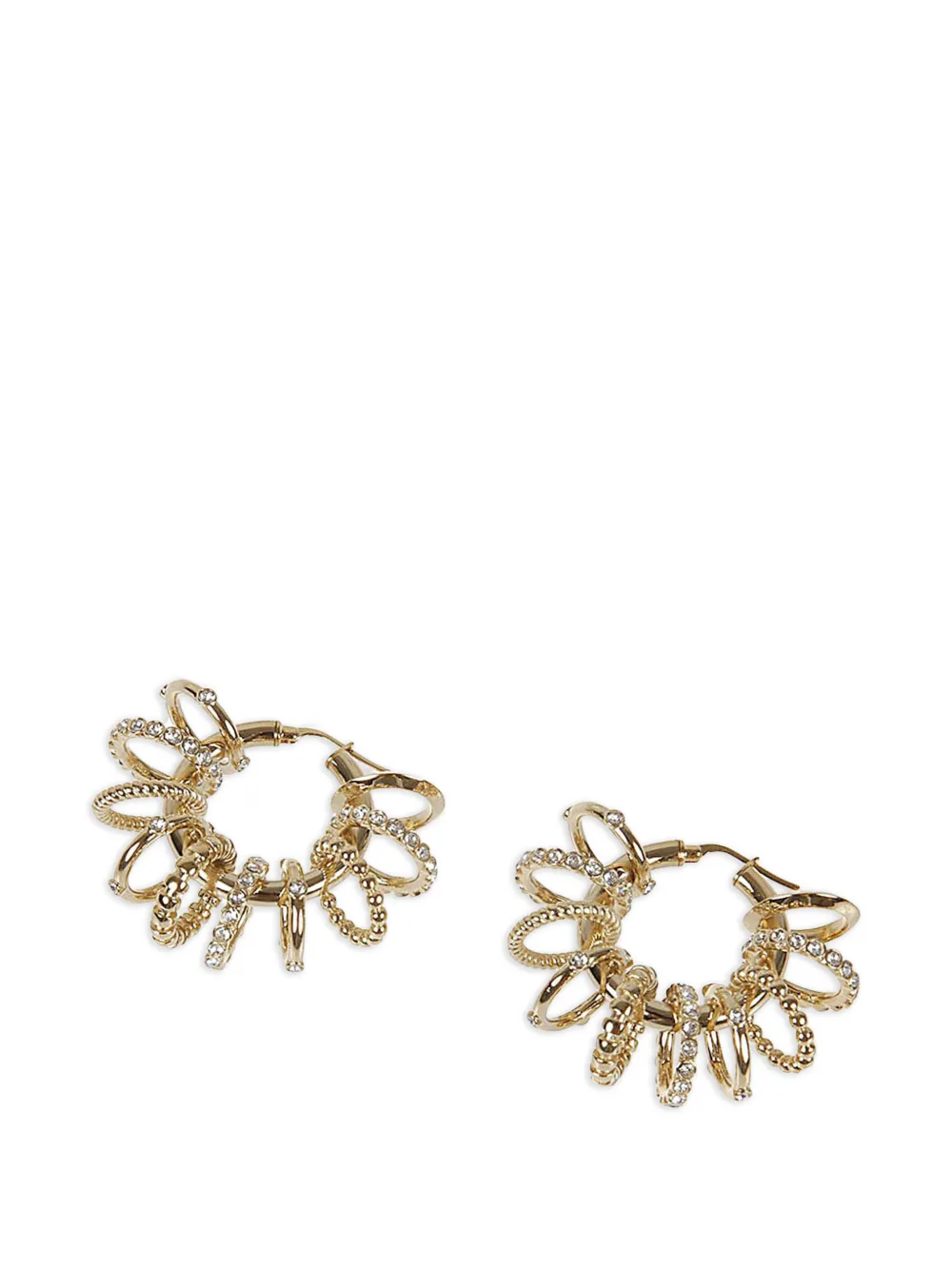 Amina Muaddi Crystal Hoop Earrings in Gold, view 2