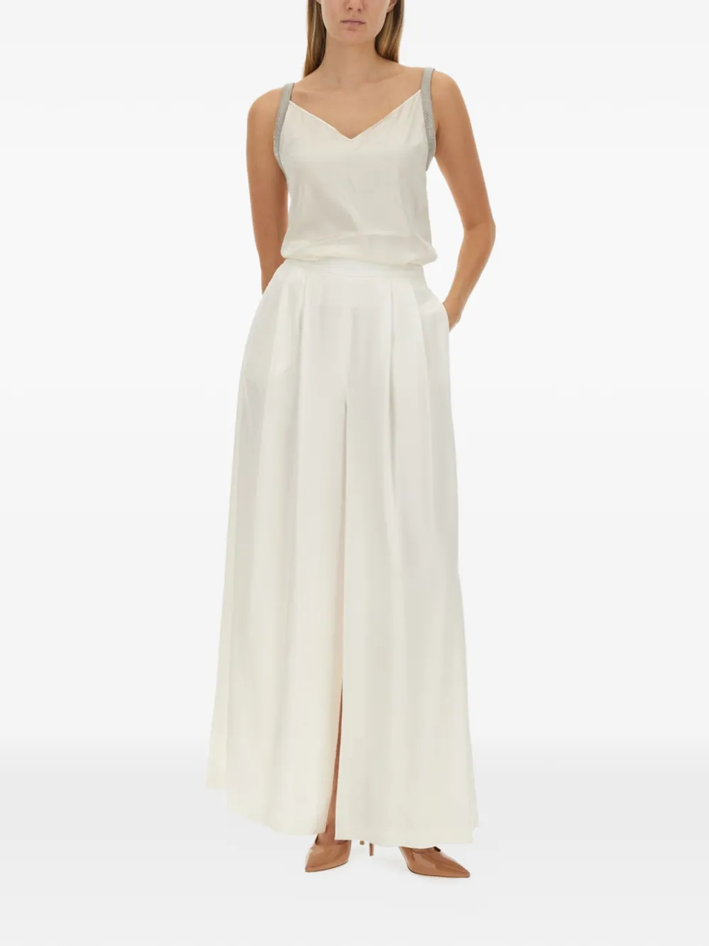 Fabiana Filippi Top met V-hals Beige