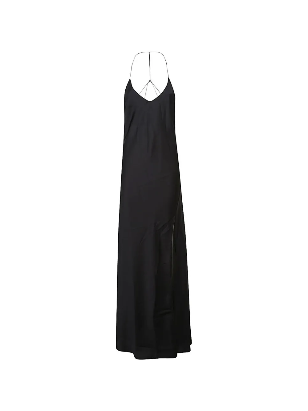 THE NINA STUDIO string-straps maxi dress - Nero