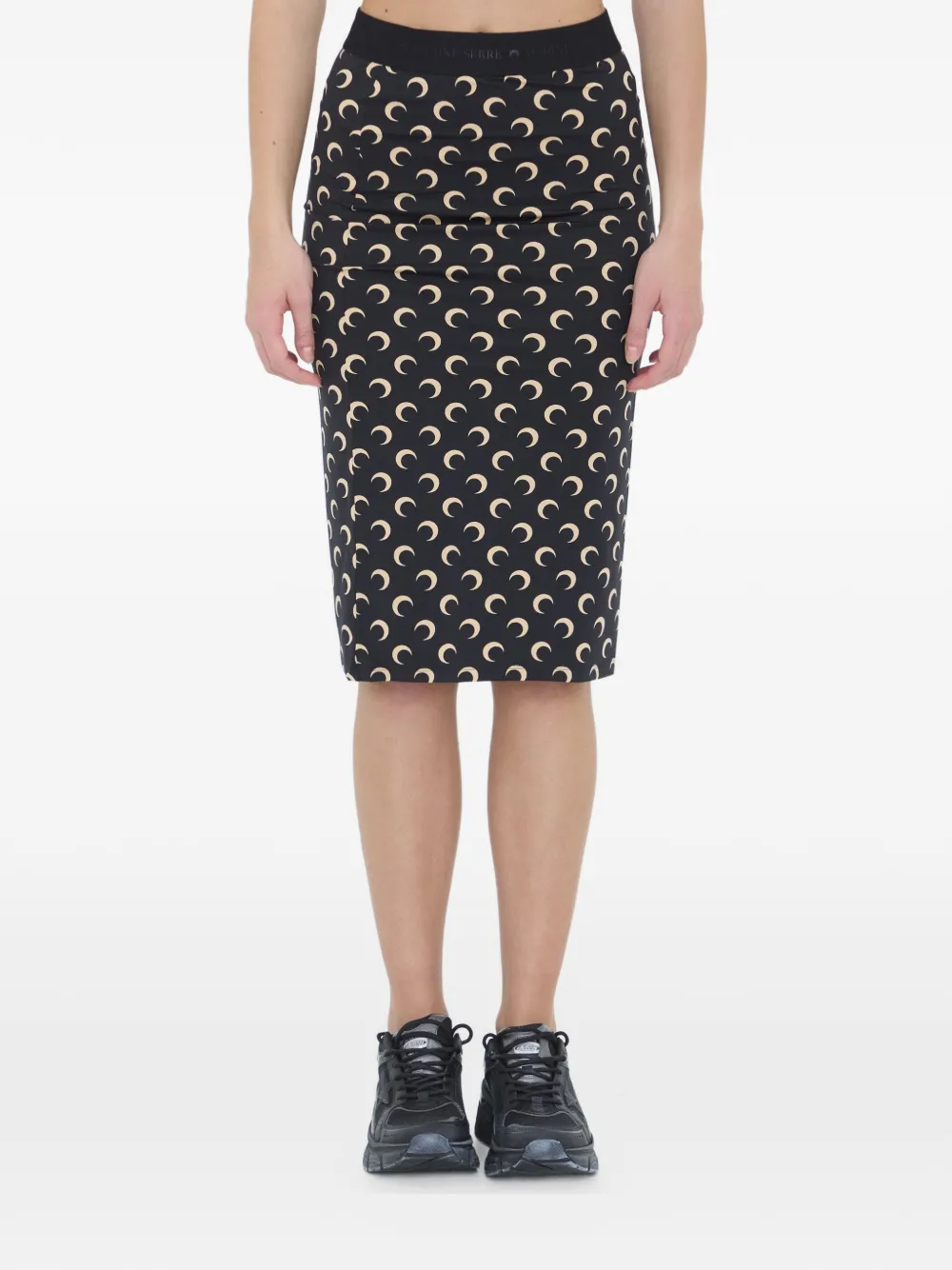 Marine Serre moon-print midi skirt - Nero