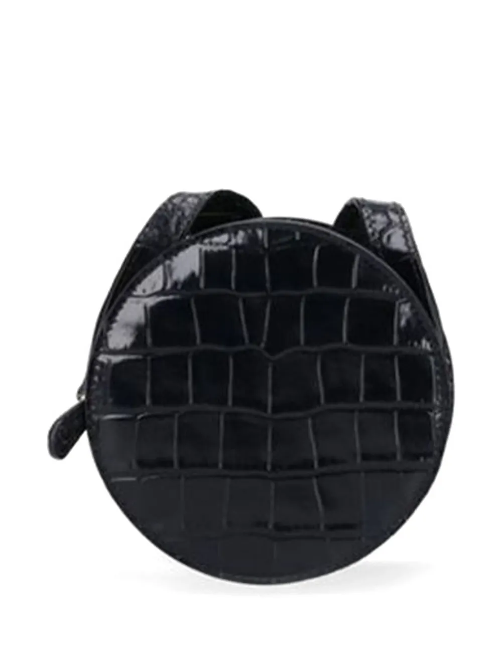 AMI Paris Round Paris Crocodile-effect Crossbody Bag in Black, view 2