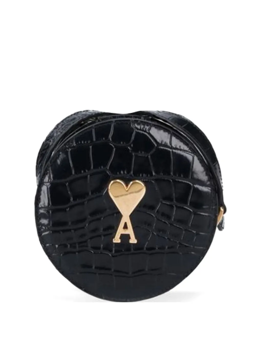 AMI Paris Borsa a tracolla Round Paris con effetto coccodrillo - Nero