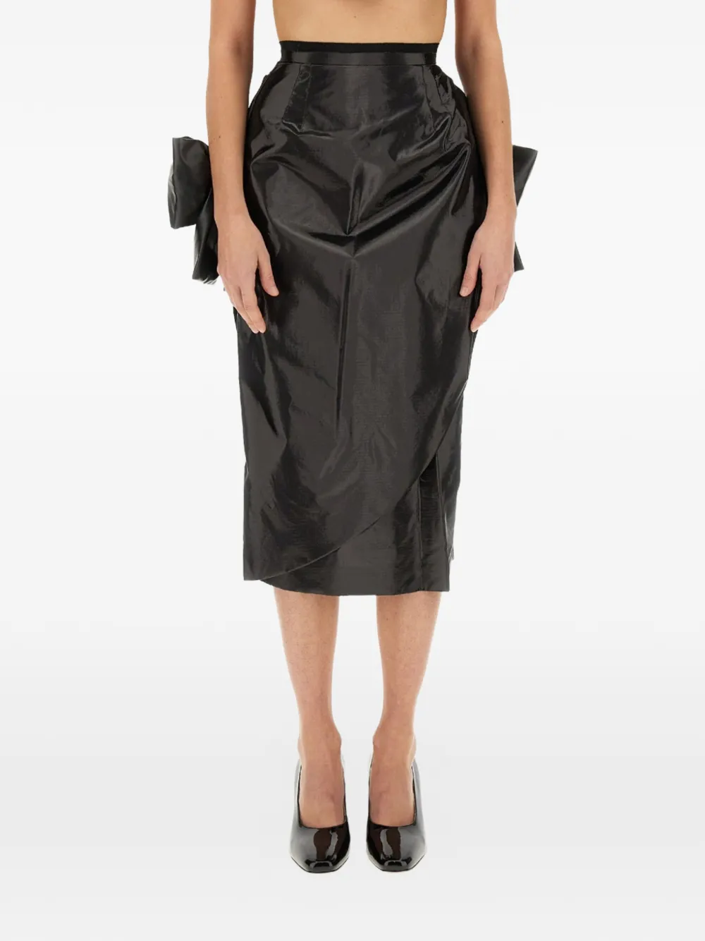 Maison Margiela bow-embellishment midi skirt - Nero