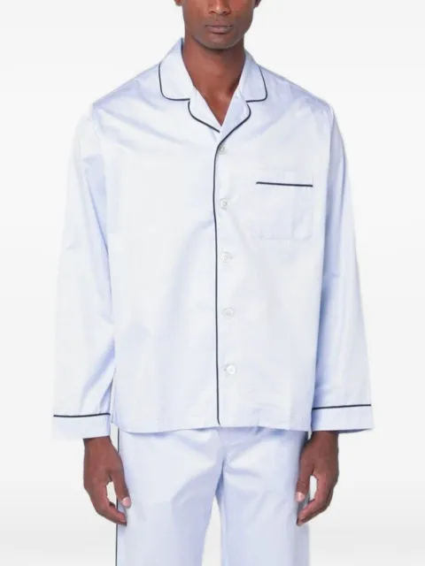 TEKLA piped-trim pajama shirt