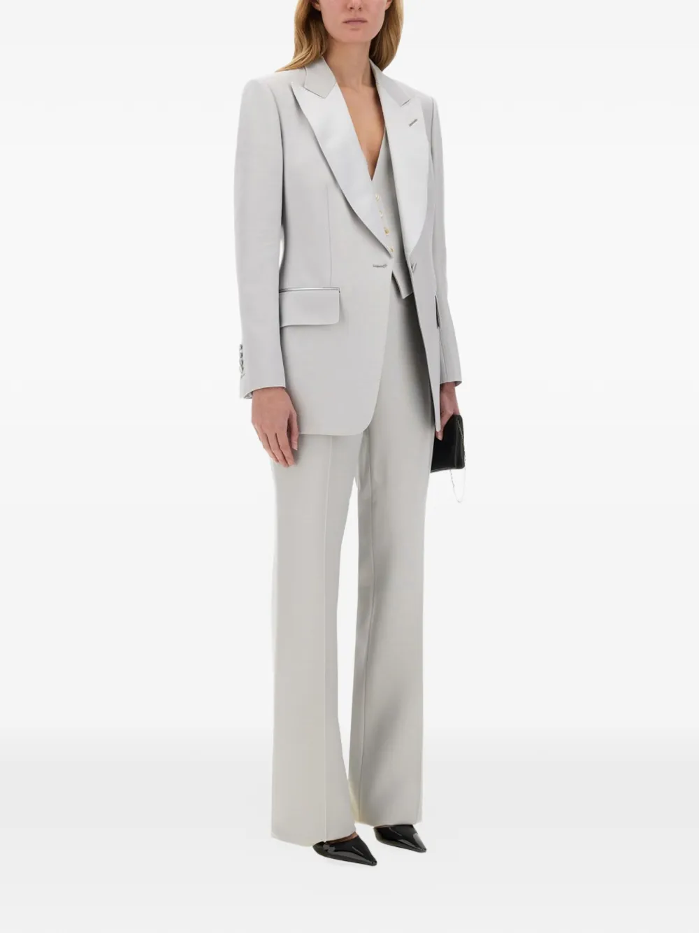 TOM FORD Barathea Silk Gilet in Grey, view 2