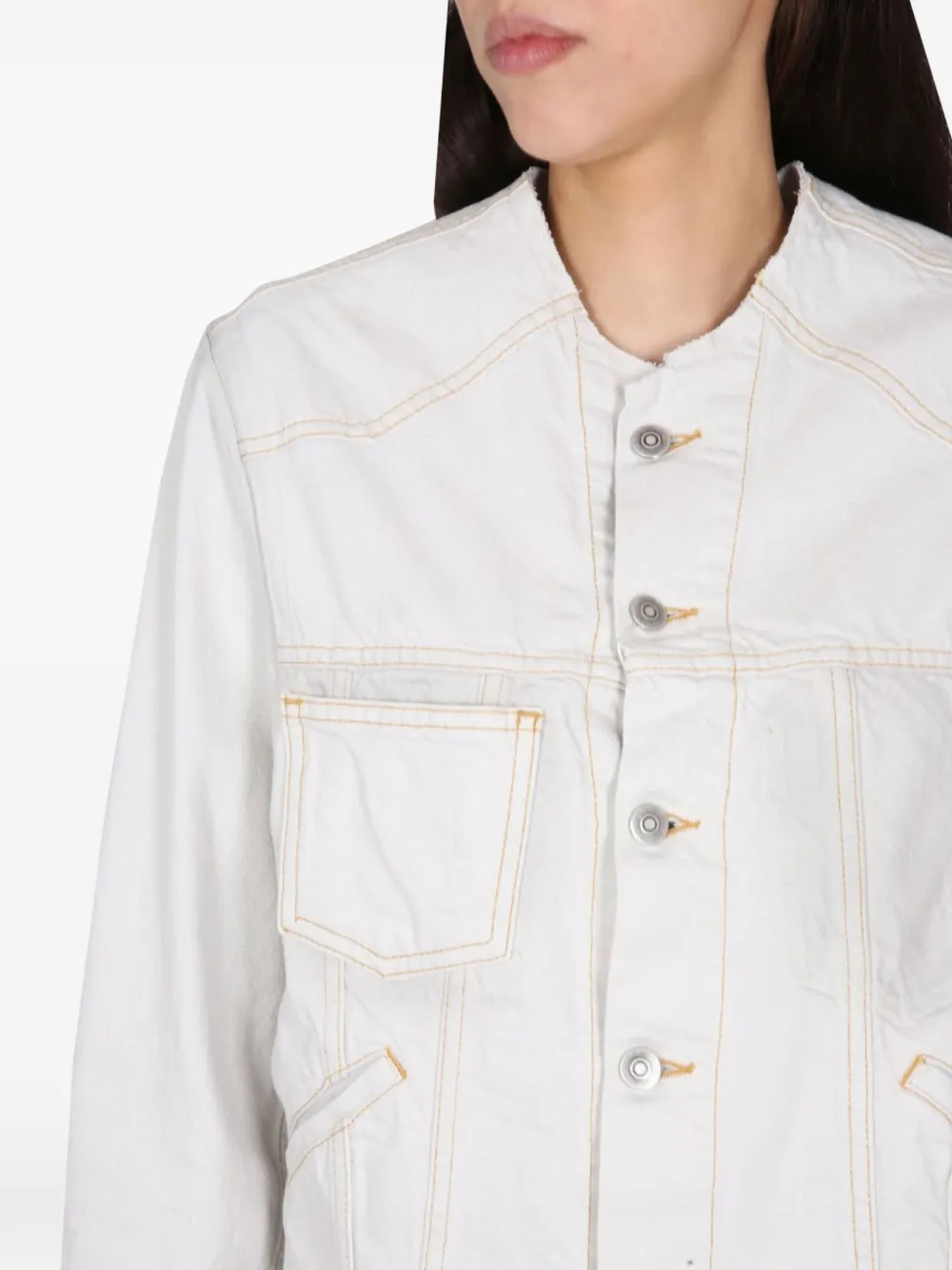 Maison Margiela Denim jack met knopen aan de voorkant Beige