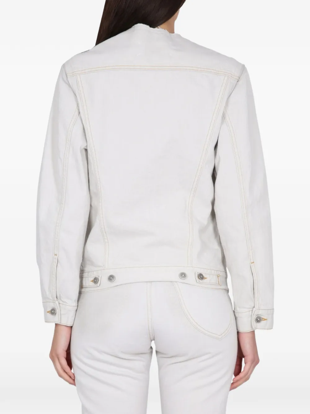 Maison Margiela Denim jack met knopen aan de voorkant Beige