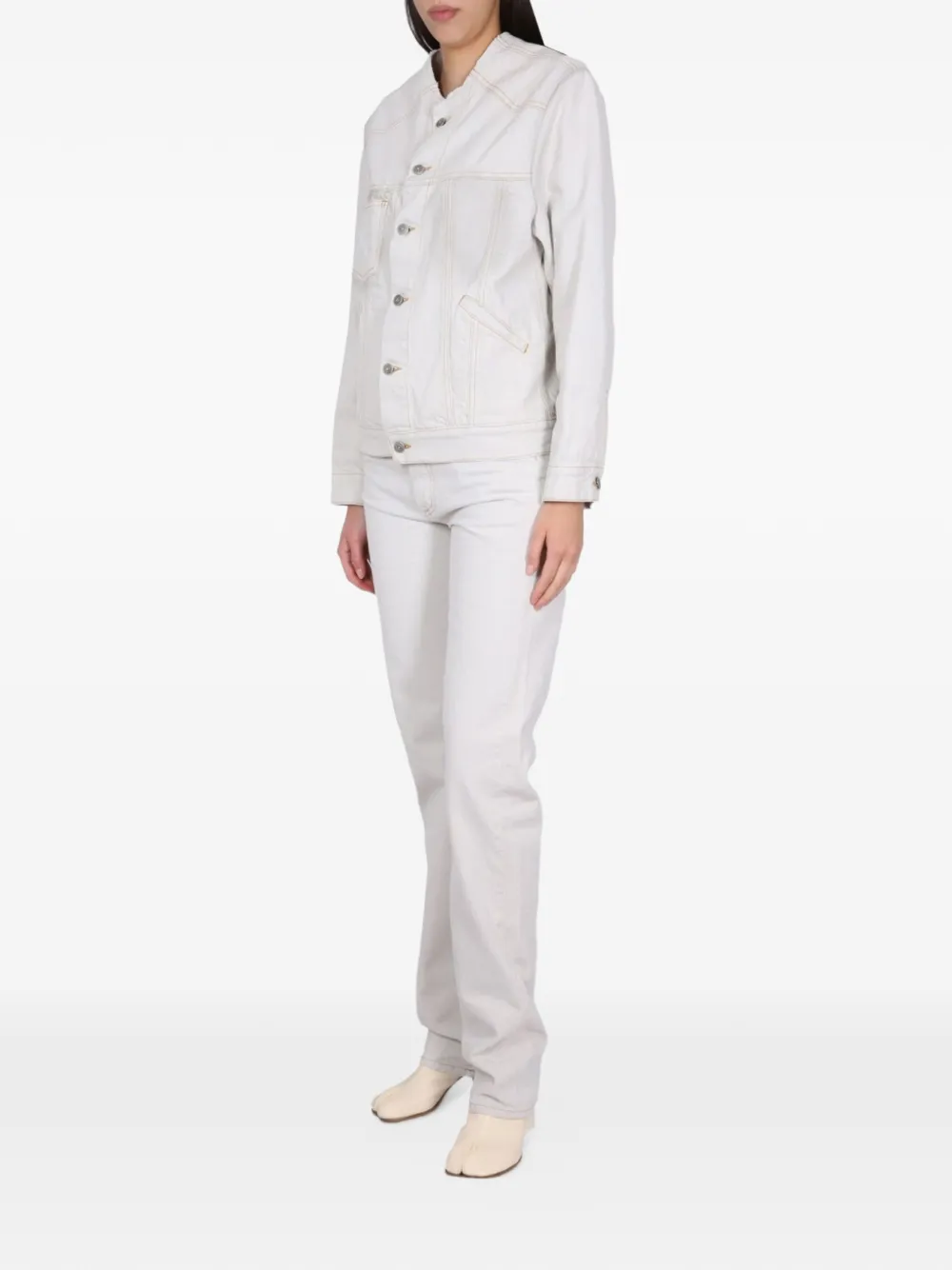 Maison Margiela Denim jack met knopen aan de voorkant Beige
