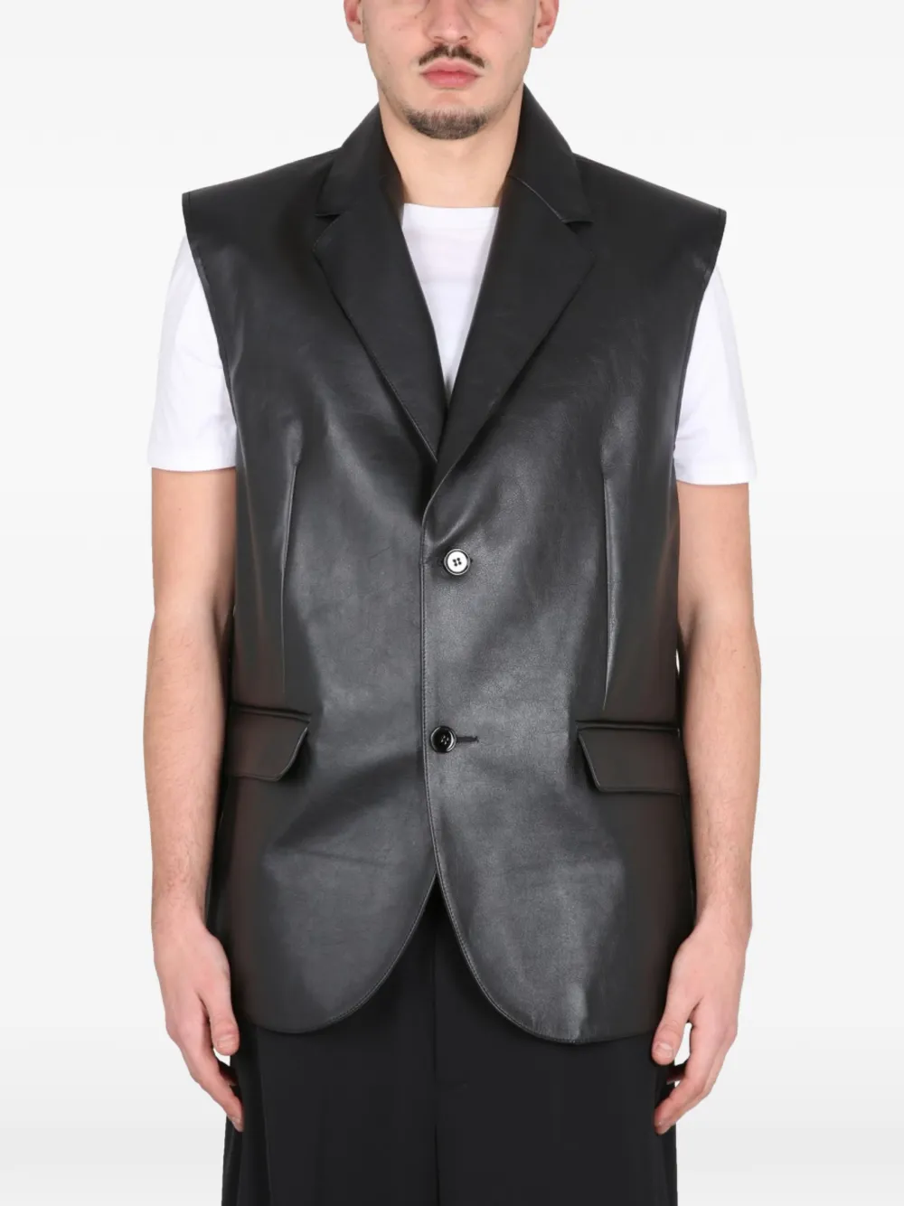 MM6 Maison Margiela leather waistcoat - Nero