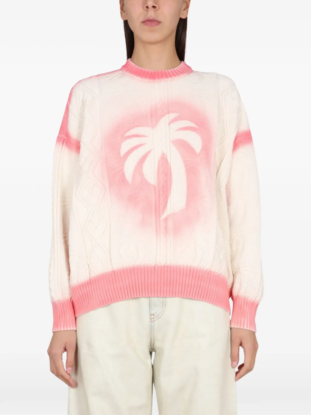Palm Angels palm-print sweater - Bianco