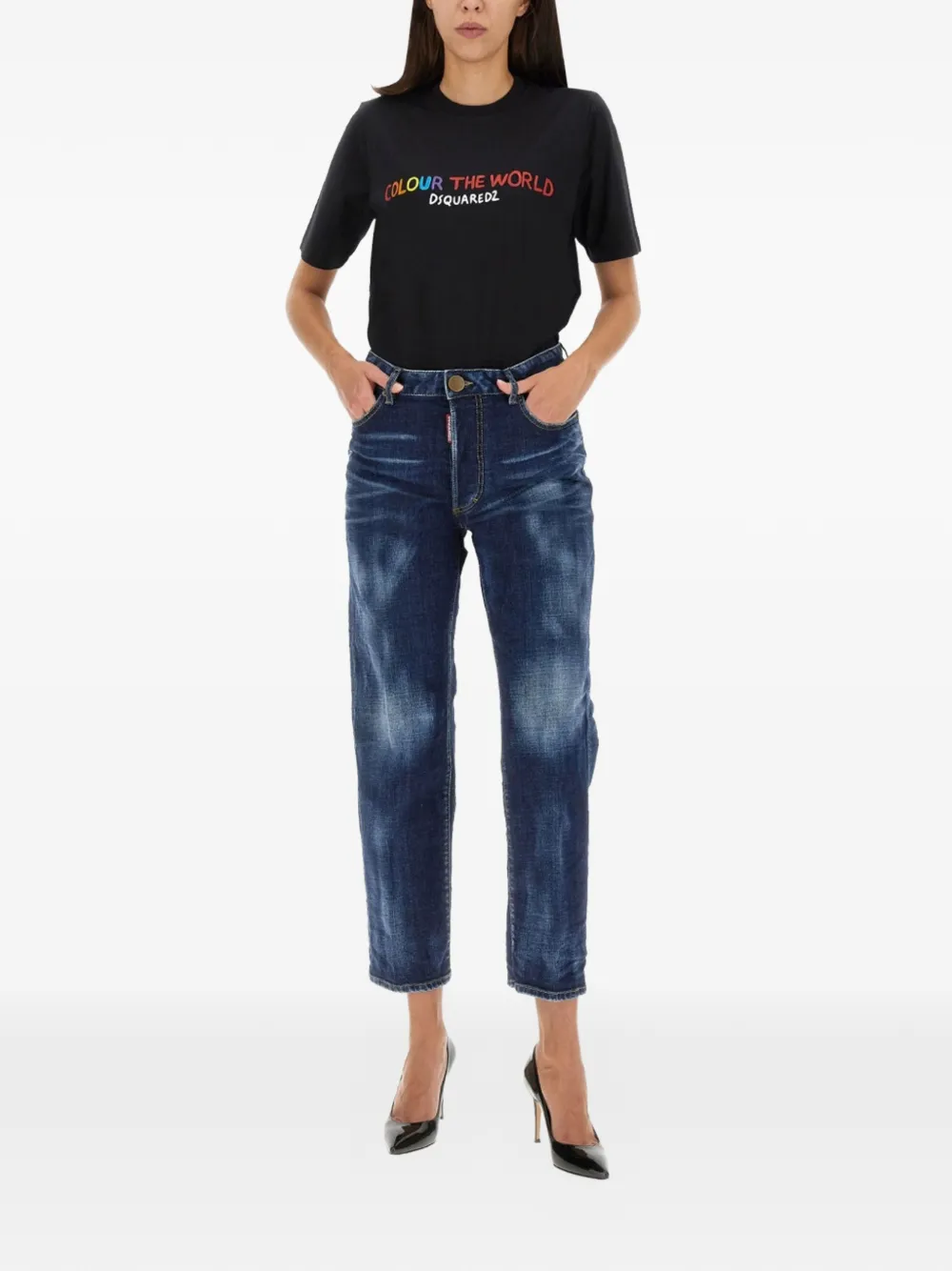 DSQUARED2 Boston jeans met vlag-patch Blauw