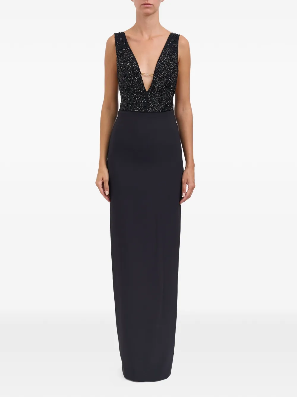 Elisabetta Franchi embellished V-neck maxi dress - Nero