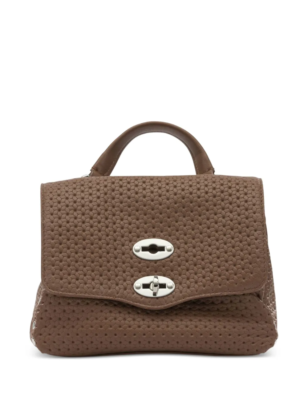 Zanellato small Postina woven stud leather tote bag - Marrone