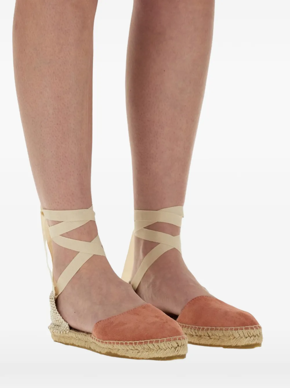Manebi Suède sandalen met striksluiting Bruin