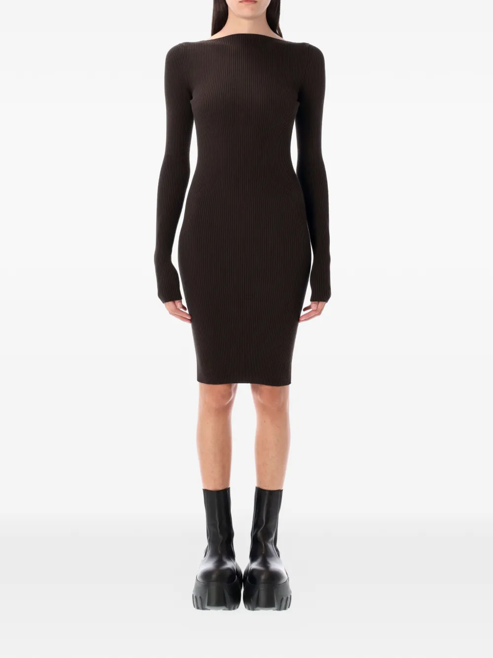 Rick Owens long-sleeve open-back dress - Marrone
