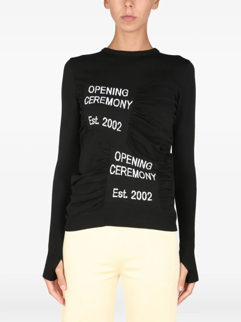 Opening Ceremony ruched-detail long-sleeved T-shirt - Nero