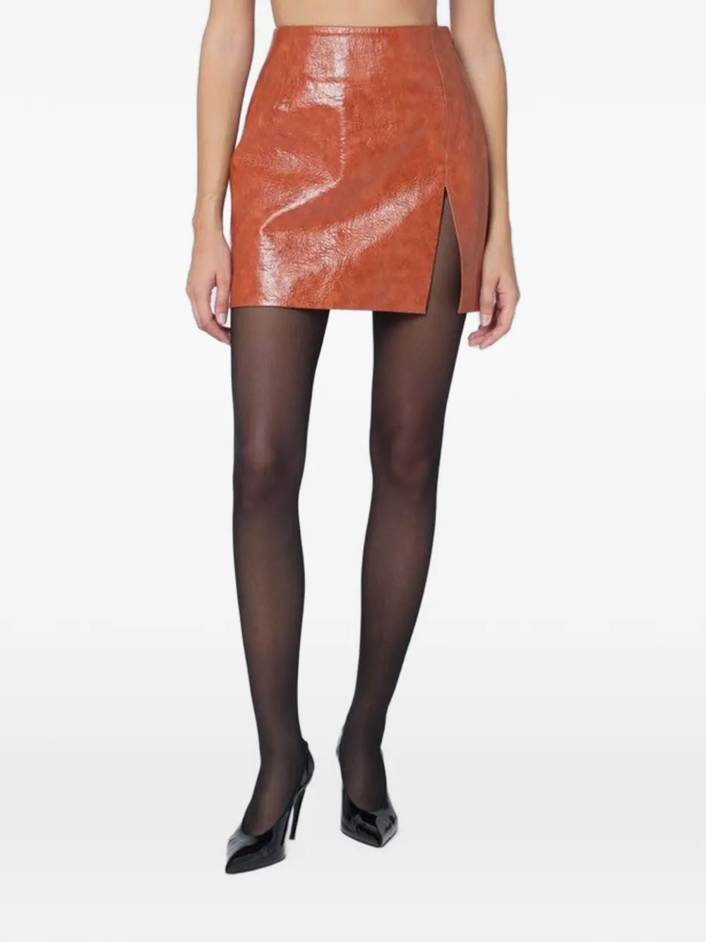 THE ANDAMANE mini split leather skirt · 40