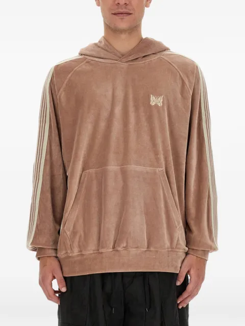 Needles side-stripe velour hoodie